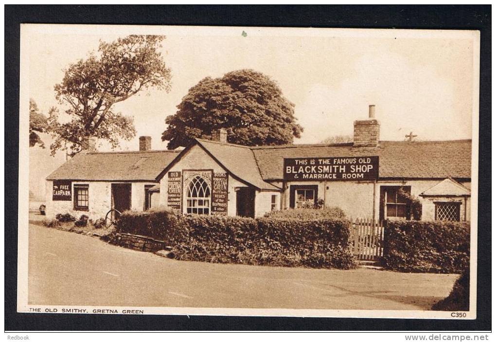 RB 894 - Early Postcard - The Old Smithy - Gretna Green Dumfries &amp; Galloway - Marriage Theme - Dumfriesshire