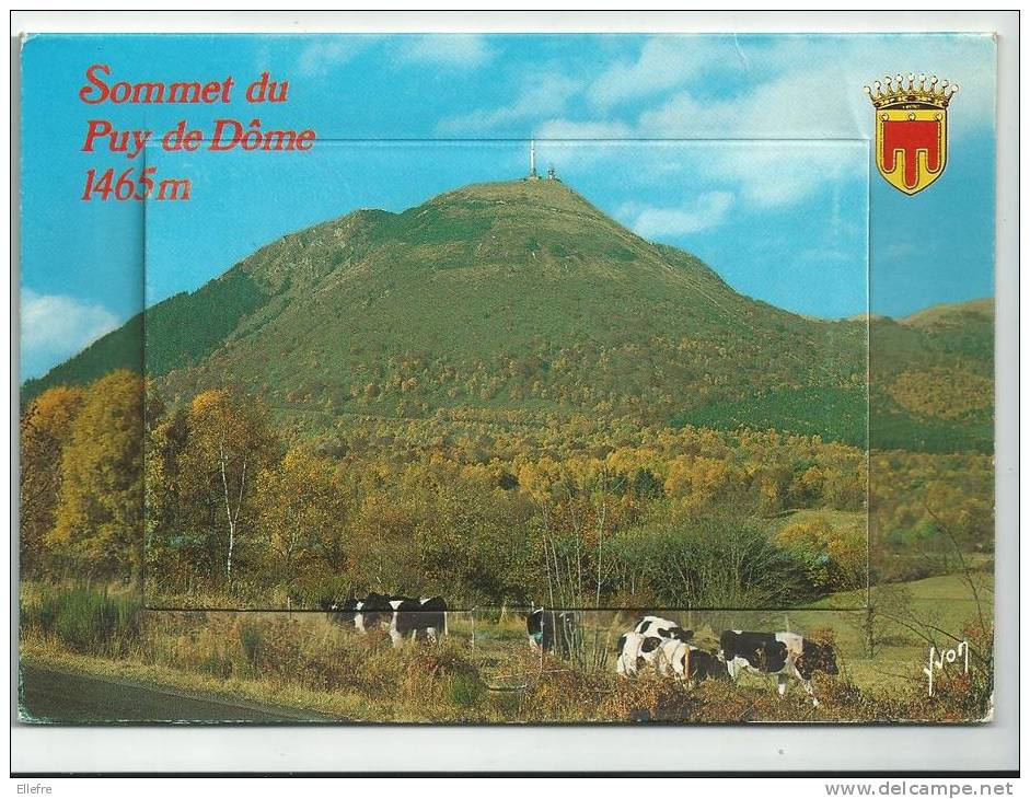 Carte Semi-moderne à Système , Sommet Du Puy De Dôme France, Avec Dépliant De 10 Vues Dont Un Delta Plane , - Mechanical