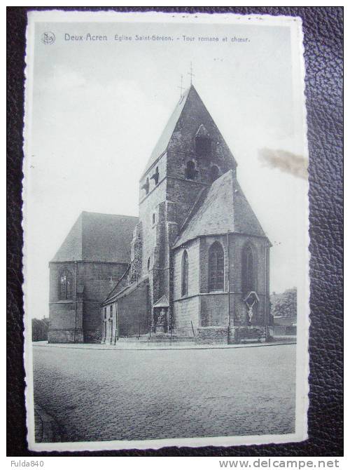 CPA.    DEUX-ACREN.      Eglise  Saint-Géréon - Tour Romane Et Choeur. - Lessines