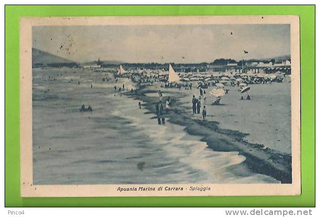 APUANIA MARINA DI CARRARA SPIAGGIA CARTOLINA FORMATO PICCOLO VIAGGIATA - Carrara