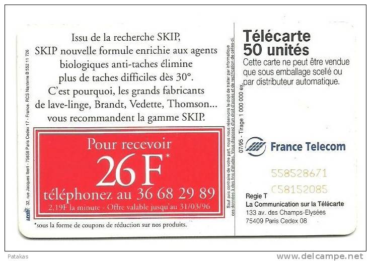 Télécarte 50 Skip élimine Plus De Taches Difficiles Dès 30° - 1995