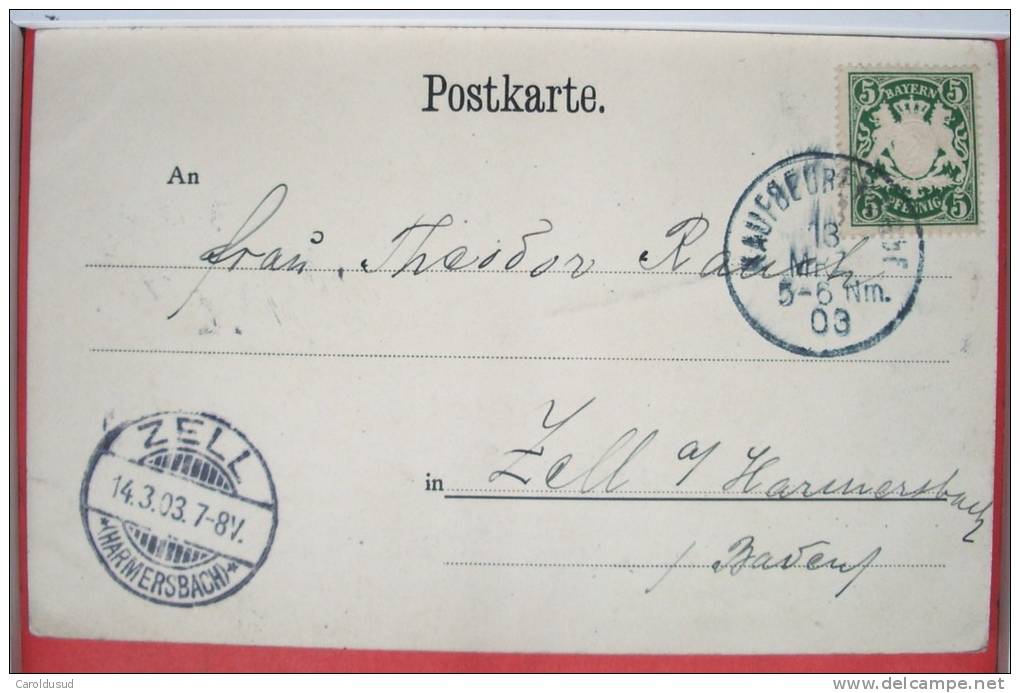 Cpa Precurseur Gruss Aus Kaufbeuren BADER N° 1447 Voyagé 1903 Timbre Bayern Cachet Zell Harmersbach - Loewenberg