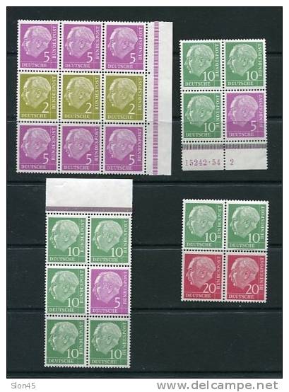 Germany 1954 Combination MNH Pres Theodor Heuss - Unused Stamps