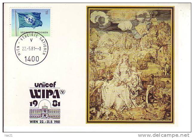 AUTRICHE: Carte  PREMIER JOUR FDC 1981 UNICEF  WIPA WIEN Vereinte Nationen - Gebraucht