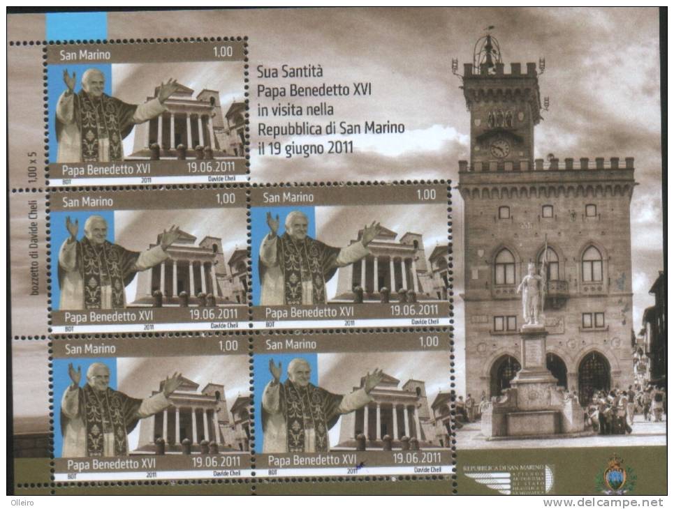 San Marino 2011 Foglietto Visita Sua Santità Papa Benedetto XVI  ** MNH - Neufs