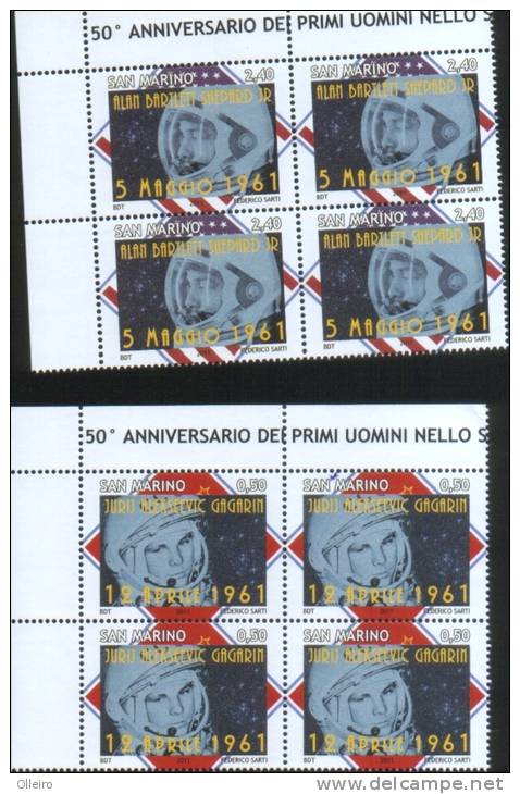 San Marino 2011 Quartina 50 Anniv. Primi Uomini Nello Spazio   ** MNH - Neufs