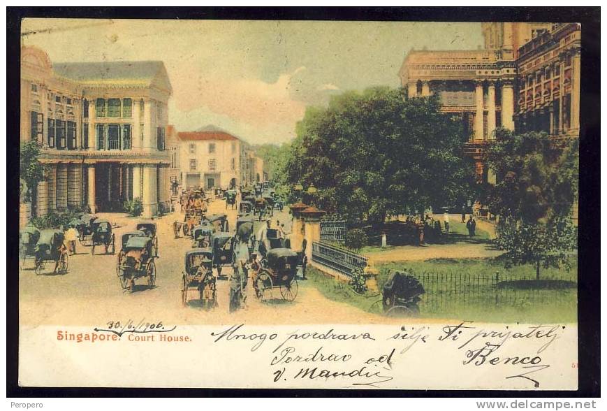 SINGAPORE    Court House   1906.        Old Postcard - Singapur