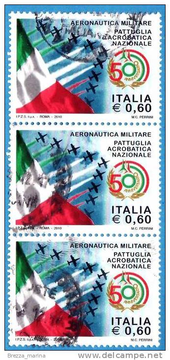 ITITALIA - 2010 - USATO - Pattuglia Acrobatica Nazionale - 0,60 € • Bandiera Italiana E Aerei Dalla Pattuglia Acrobatica - 2001-10: Usati