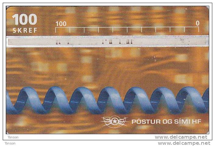 Iceland, ICE-D-18, 100 SKREF, 1997 Blue Cord, 2 Scans. - Iceland