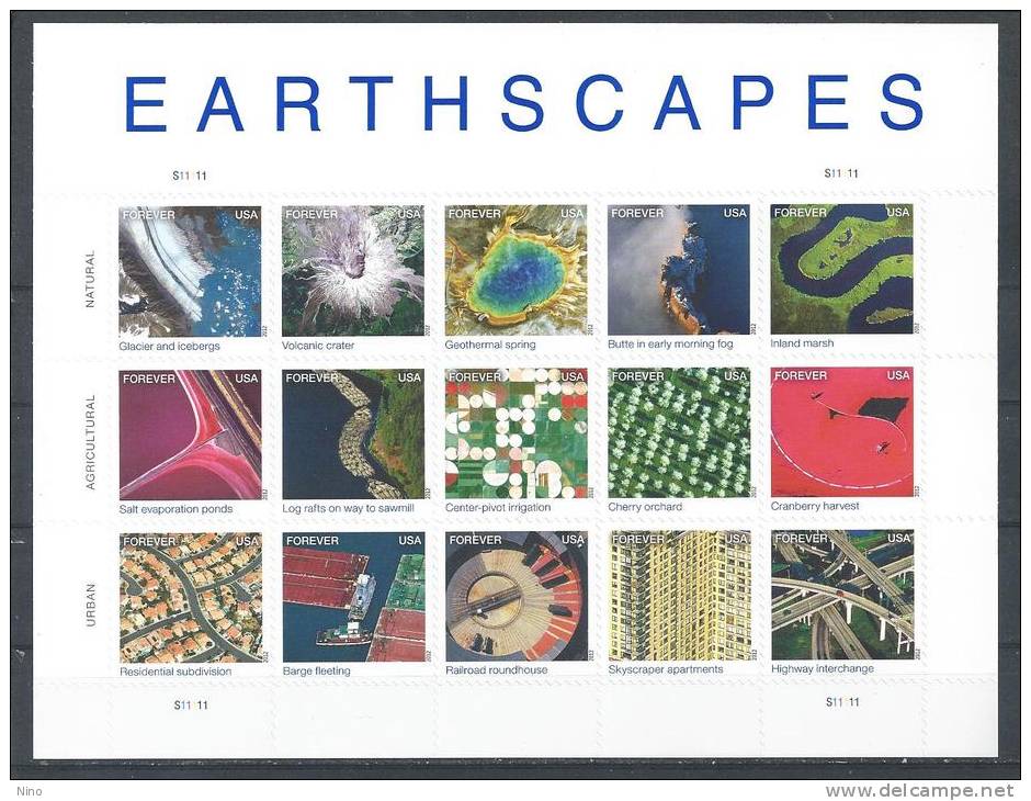 USA. Scott # 4710a-o, MNH. Earthscapes Pane Of 15. (2012) - Sheets