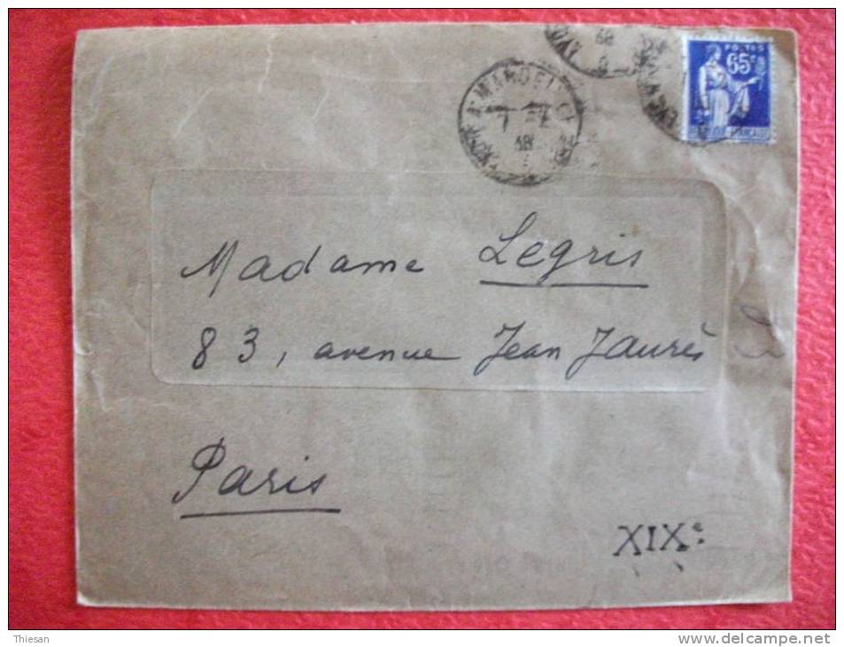 Lettre 1938 + Vignette Joffre - Briefe U. Dokumente