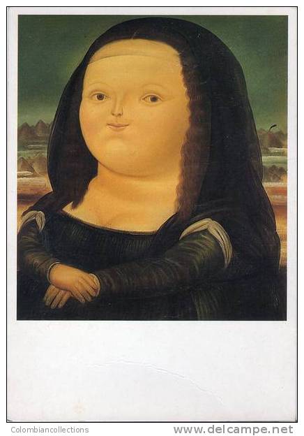 Lote PEP304, Colombia, Postal, Postcard, Fernando Botero, Mona Lisa, Not Perfect Card - Colombia