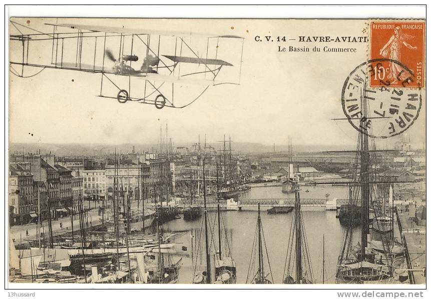 Carte Postale Ancienne Le Havre Aviation - Le Bassin Du Commerce - Avions - Unclassified