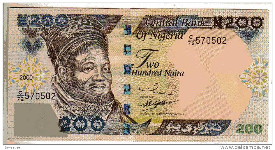 BILLET NIGERIA - P.29 - 200 NAIRA - 2000 - SIR AHMADU BELLO - VACHES - FRUITS - Nigeria