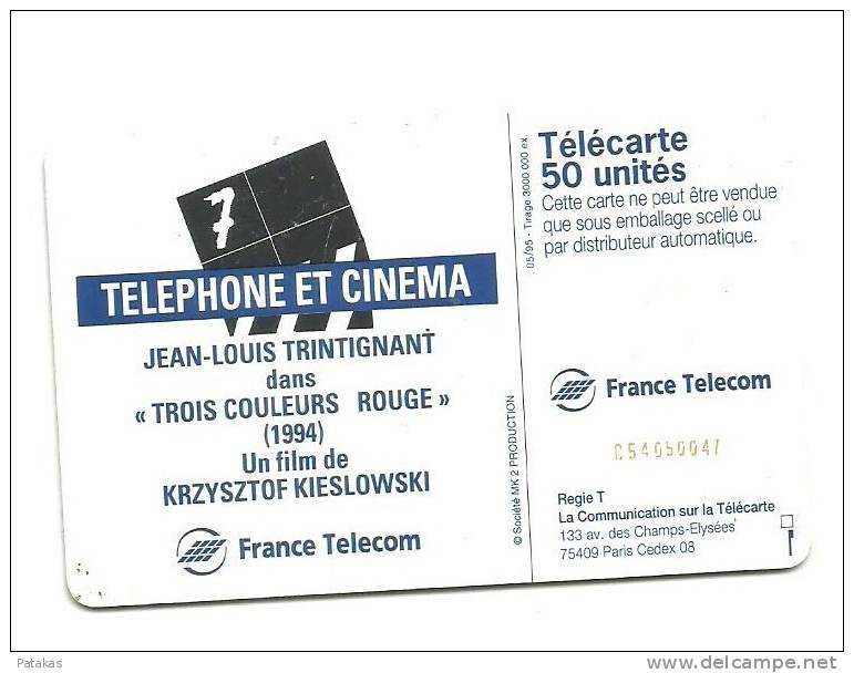 Télécarte 50 Téléphone Et Cinéma Jean-louis Trintignant Dans Trois Couleurs Rouge - 1995