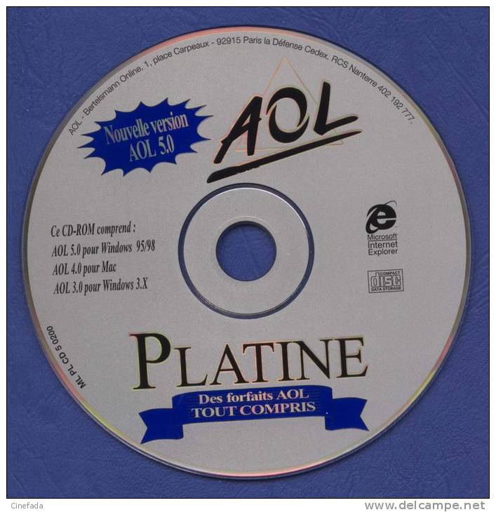 AOL 5.0 Platine. Pochette Triptyque, Carton Et Plastique. - Kits De Connexion Internet