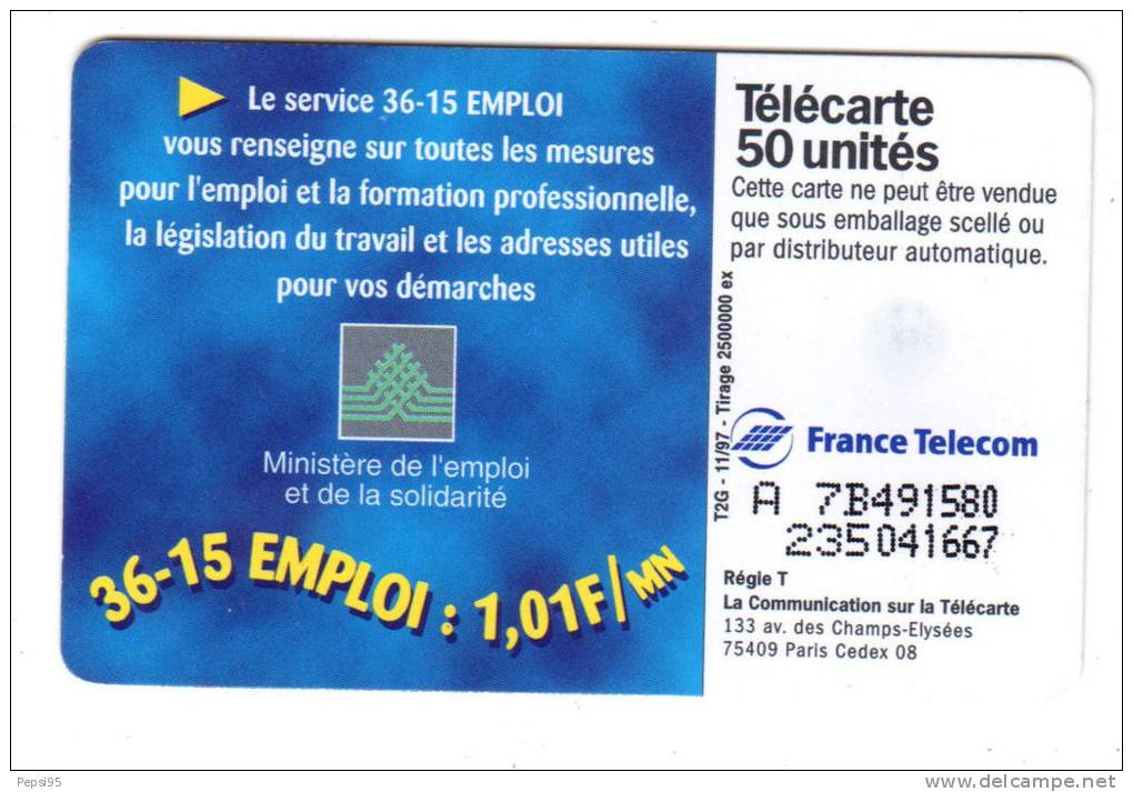 804 F804 - 11/97 - SO3 - TELECARTE 50 - LE 36-15 EMPLOI - 1997