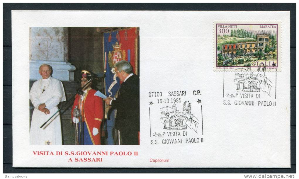 1985 Italy Pope John Paul 2 Sassari Visit Cover - Popes