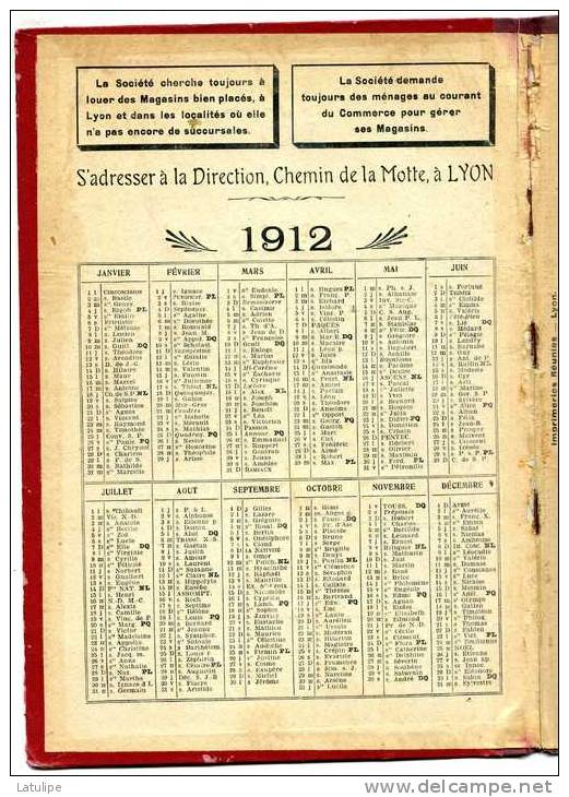 Agenda De La Sté Economique D'Alimentation (380 Succursales) De  1912  Chemin De La Motte  Lyon  69 - Lebensmittel