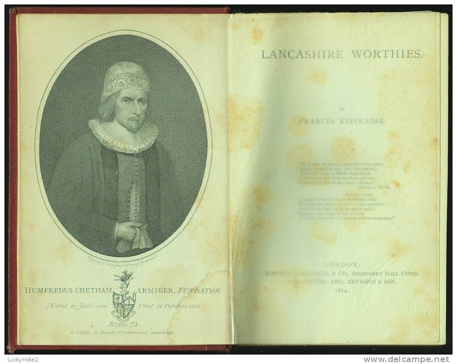 "Lancashire Worthies"  By  Francis Espinasse.   Thirteen Biographies                                            1.0 Pa - Europe