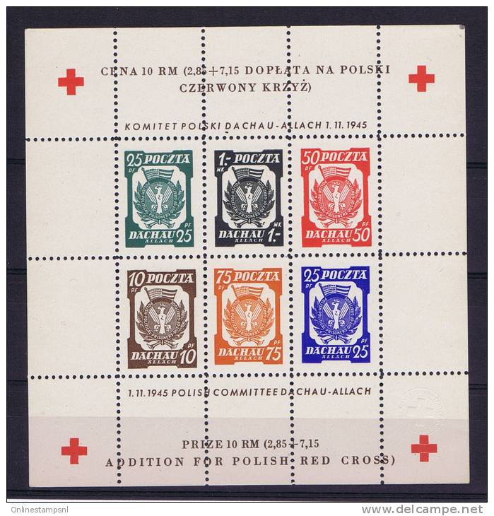 Dachau-Allach Block Addition For Polish Red Cross, Polish Camp Post - Unused Stamps