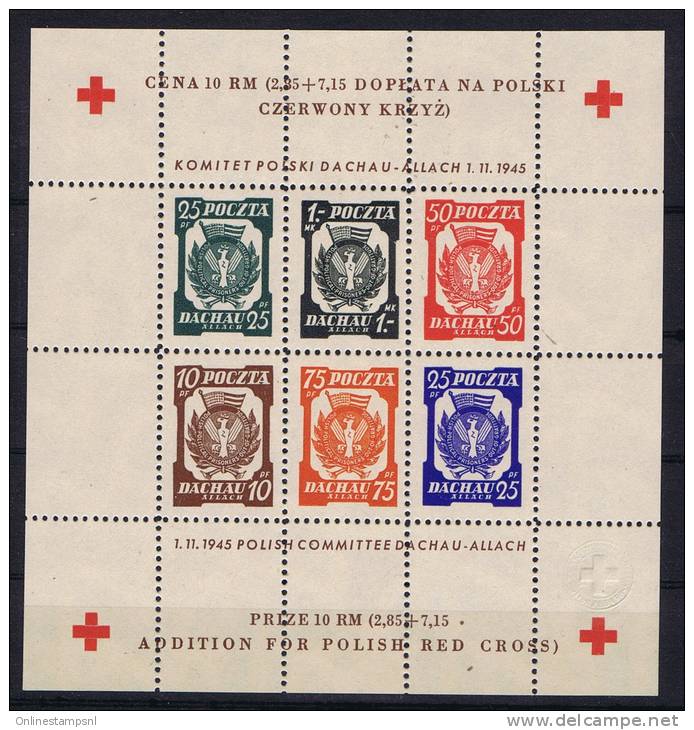 Dachau-Allach Block Addition For Polish Red Cross, Polish Camp Post, MH - Unused Stamps