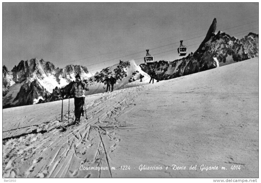 Bellissima  Cartolina  Anni 60  " Courmayeur M.1224 - Ghiacciaio E Dente Del Gigante M.4014  " - Aosta