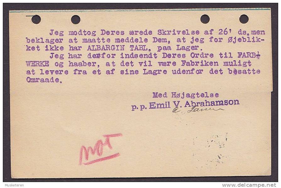 Denmark EMIL V. ABRAHAMSON Deluxe KJØBENHAVN 3. 1923 Brevkort Karte Card To GØTEBORG Sweden (2 Scans) - Lettres & Documents