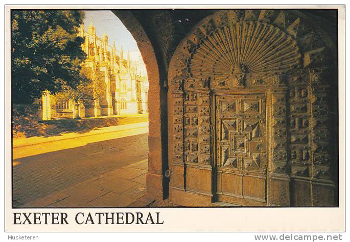 ## United Kingdom PPC Exeter Cathedral - Devon 1995 Sent To AALBORG Denmark (2 Scans) - Exeter