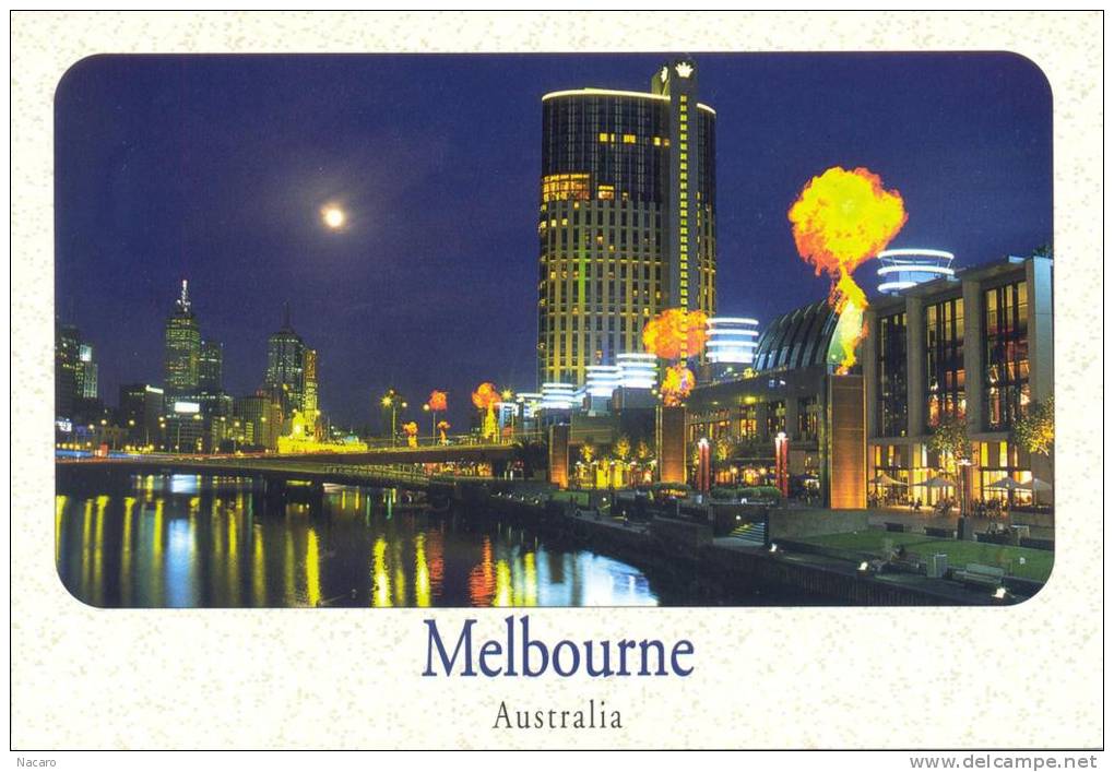 Australie - Melbourne By Night - Crown Casino Reflects On The Yarra River Southgate - Melbourne