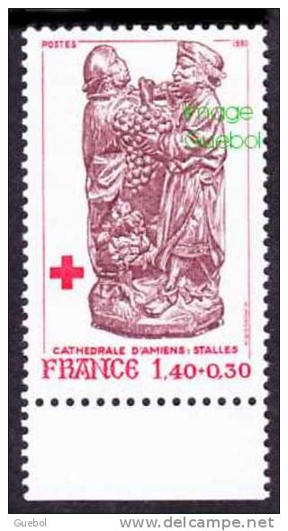 France N° 2117,a ** Croix Rouge Dentelé 12 1/2 X 13 - Stalle De La Cathédrale D'Amiens "Le Raisin De La Terre Promise" - Ungebraucht