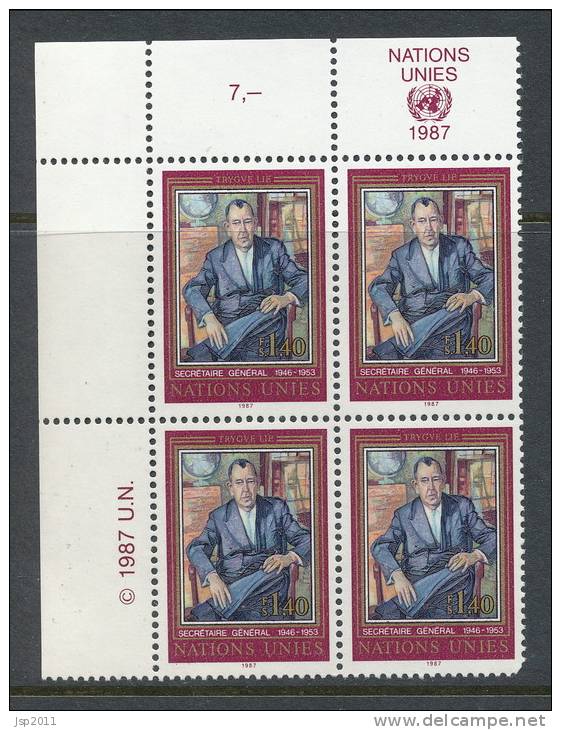 UN Geneva 1987 Michel # 151. 4-Block  With Lable  In Upper Left Side MNH - Hojas Y Bloques