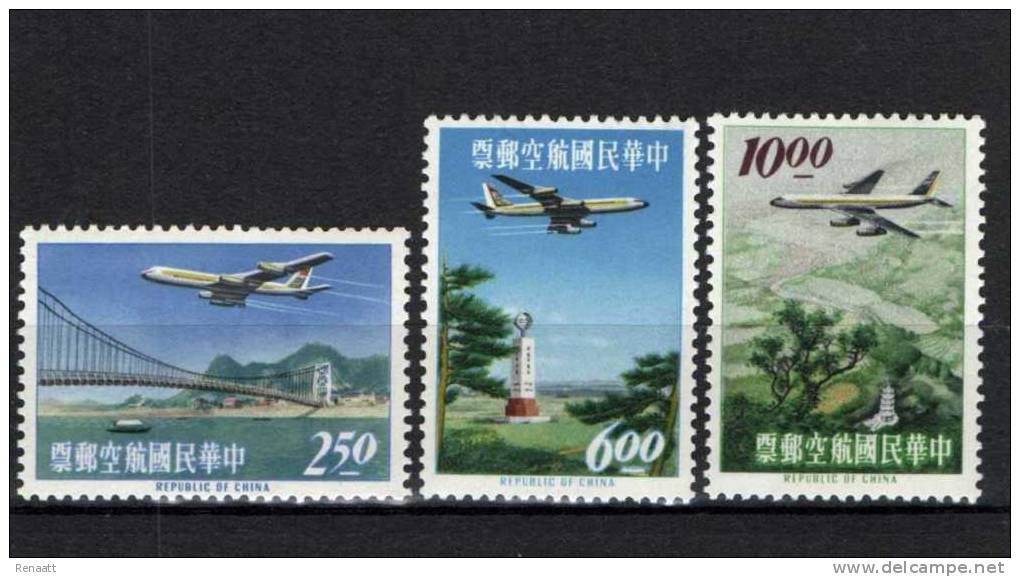 Taiwan 1963 Mi. 495-497 MNH, Airplane Convair 880 Of CAT, City Views - Neufs