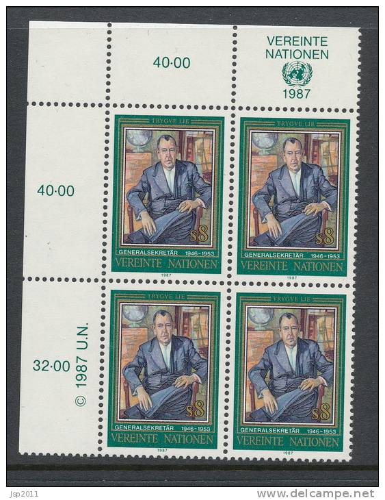 UN Vienna 1987 Michel # 68 4-Block With Lable In Upper Left Side MNH - Blocs-feuillets