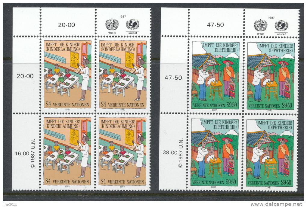 UN Vienna 1987 Michel # 77-78, 4-Block With Lable In Upper Left Side MNH - Blocs-feuillets