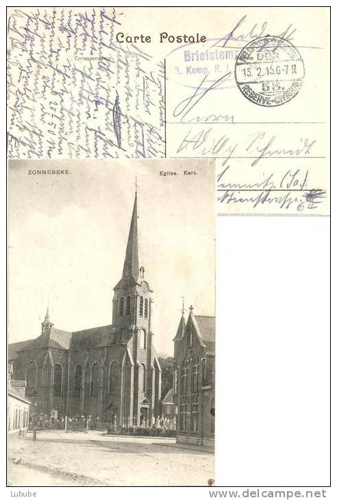 Zonnebeke - Eglise / Kerk  (Feldpost)             1915 - Zonnebeke