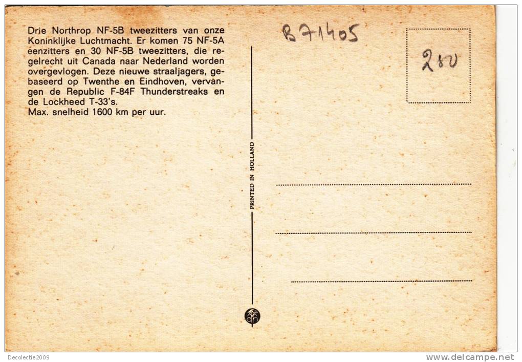 B71405 Drie Northrop NF-5B Tweezitters Van Onze Koninklijke Luchtmacht    Plane Plan   2 Scans - 1946-....: Moderne