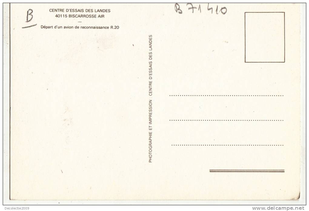 B71410 Centre D Essais Des Landes 40115 Biscarrosse Air  Plane Plan   2 Scans - 1946-....: Moderne