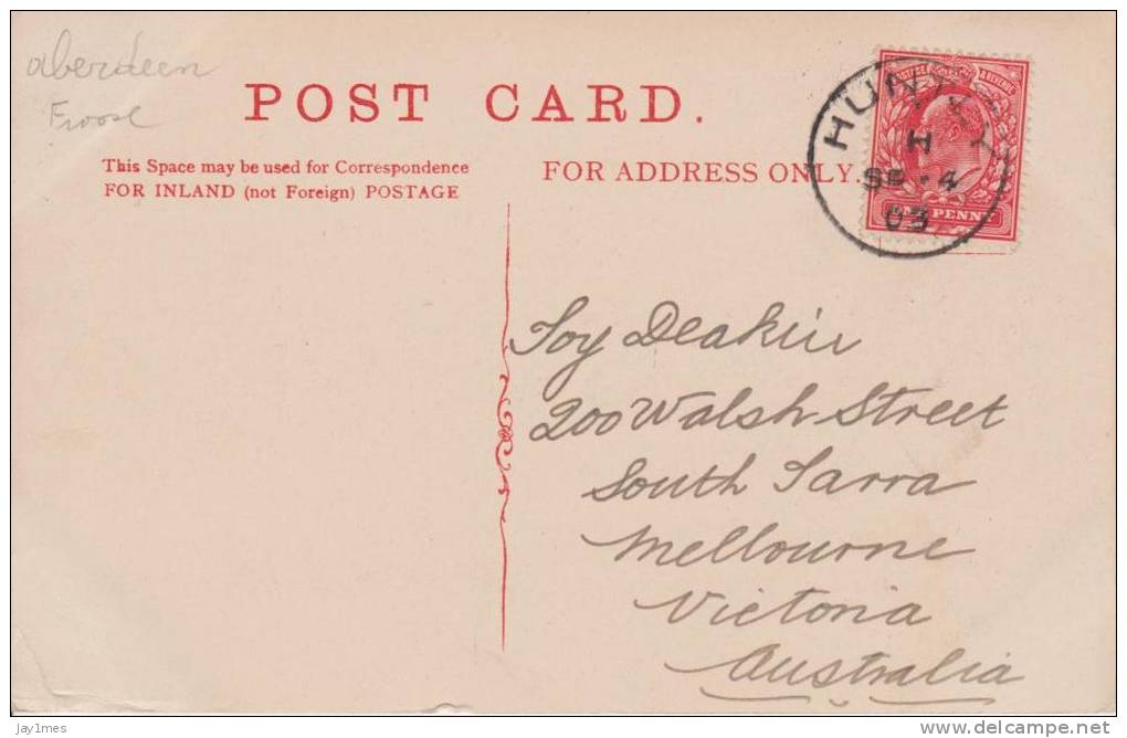 Cpa--vintage-postcard-uk-ecosse-scotland-aberdeenshire-huntly-1903 - Aberdeenshire