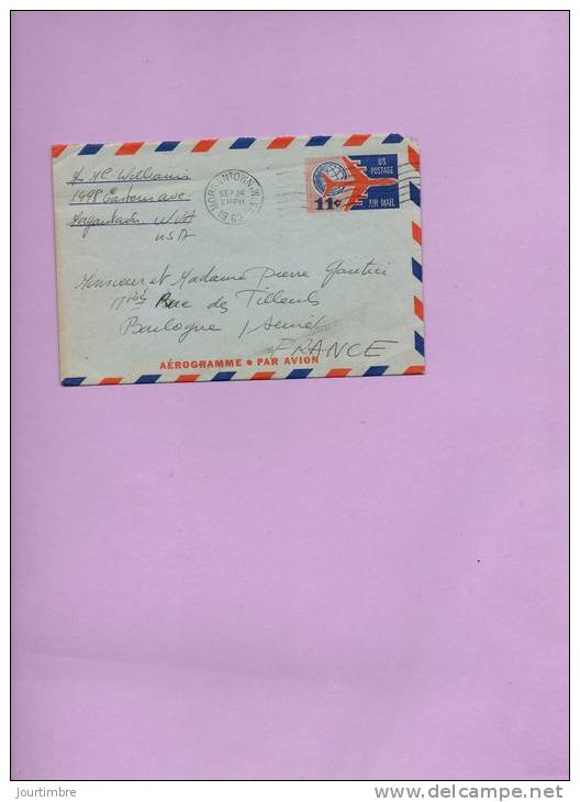 12393 Entier Postal Aérogramme Us Postage 11c Plainfied - 1961-80