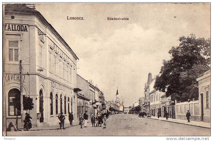 AK UNGARN  HUNGARY  LOSONCZ HOTEL SZALLODA RAKOCZI-UTCA KAVEHAZ  OLD POSTCARD 1914 - Ungarn