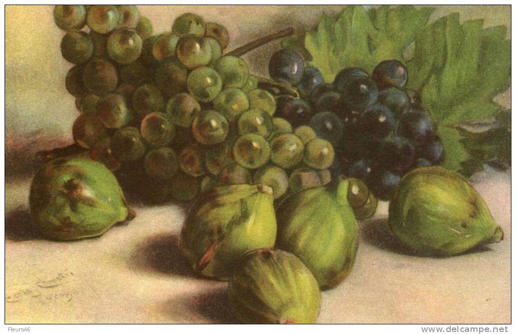 Belle Illustrée Signée Carlo CHIOSTRI ( RARE )  Figues Et Raisins - Chiostri, Carlo