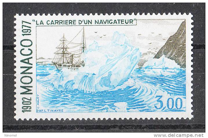 Monaco   -   1977.  La Nave Princesse Alice  Tra I Ghiacci.  High Value Of The Series.  MNH, Freschissimo - Barcos Polares Y Rompehielos