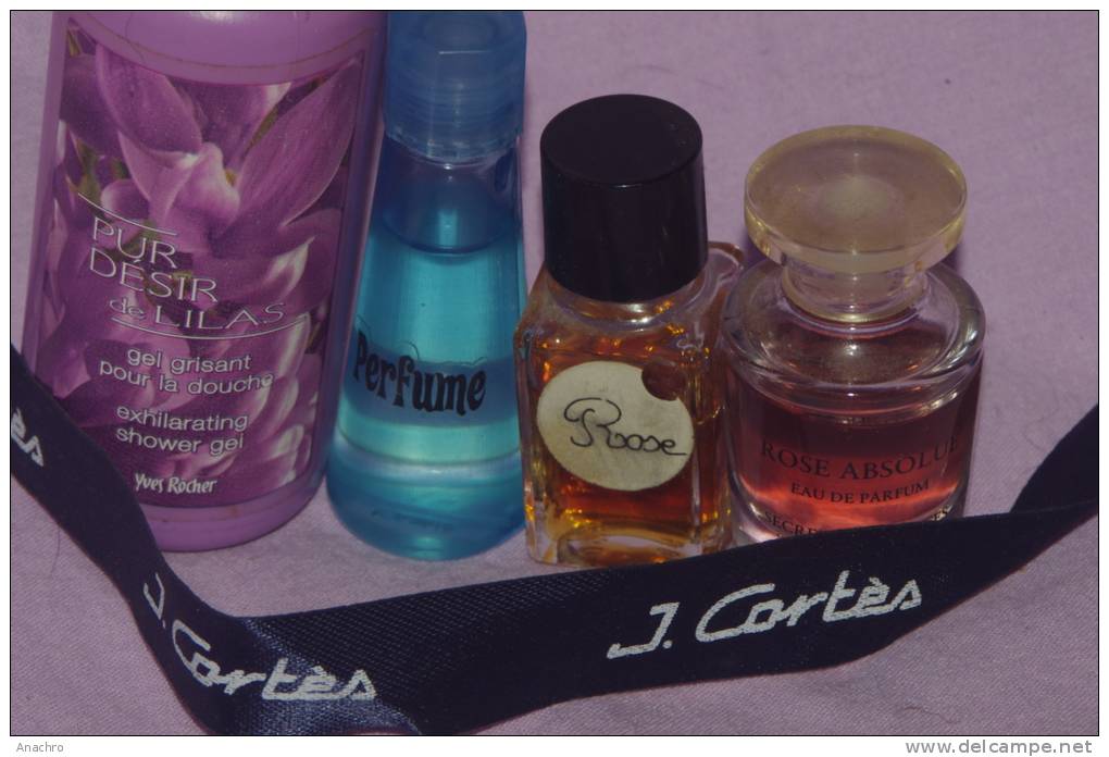 Lot 4 PARFUMS LILAS Et ROSE / Yves Rocher PUR DESIR De Lilas, HUILE De ROSE Et ROSE ABSOLUE - Miniatures Femmes (sans Boite)