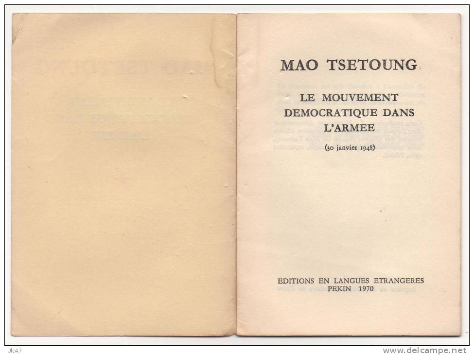 - MAO TSETOUNG - Le Mouvement Démcratique Dans L'Armée - 13x9 Cm - 5 Pages De Texte - Voir Les Scan - - Otros & Sin Clasificación