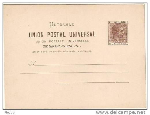 PUERTO RICO: Tarjeta Entero Postal De Alfonso XII, Año 1886, NUEVA SIN CIRCULAR - Puerto Rico