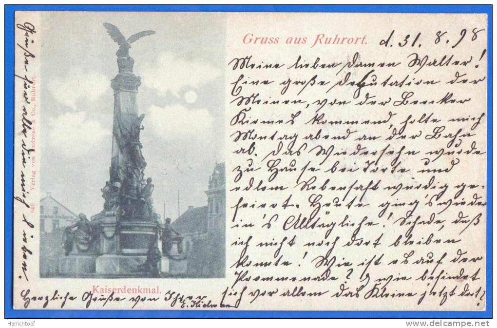 Deutschland; Duisburg Ruhrort; Denkmal; 1898 - Duisburg