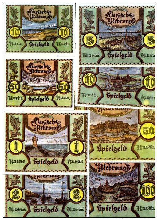 Lithuania  Spielgeld UNC Set Without Numbers Of 8 B/notes - Andere & Zonder Classificatie
