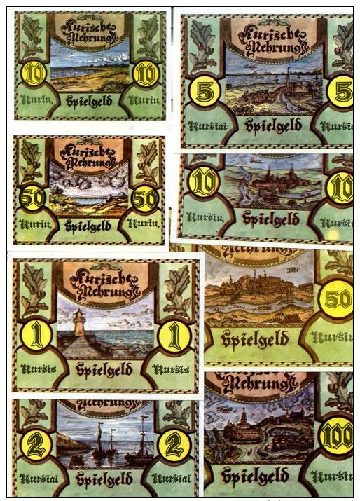 Lithuania  Spielgeld UNC Set Without Numbers Of 8 B/notes - Autres & Non Classés