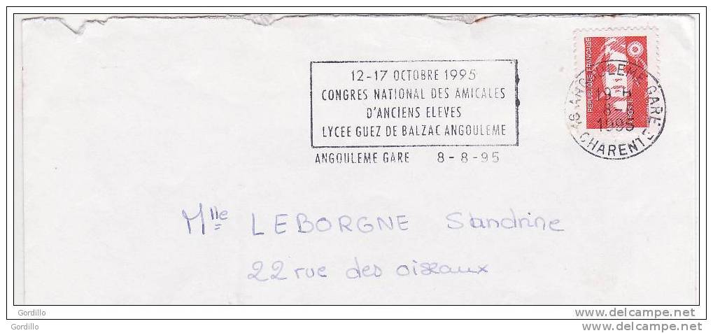 Pli Flamme Lycée Balzac Angouleme. 1995. - Storia Postale